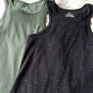 Active Tank Tops Green + Black (XS)